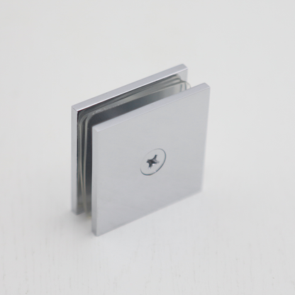 Shower Glass Clip Single Hole Square Bracket Partition Bathroom Accessories - Chrome