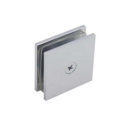 Shower Glass Clip Single Hole Square Bracket Partition Bathroom Accessories - Chrome