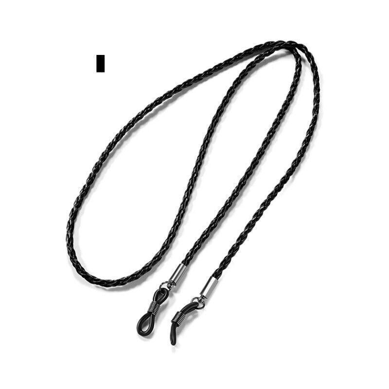 PU Sunglasses Reading Glasses Spectacles Eyeglass Holder Strap Chain - Black