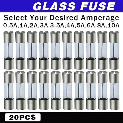 20Pcs M205 Glass Fuse 5Mm X 20Mm Slow Blow 250V / Select From 0.5A To 10A  Amp - 20PCS F10A