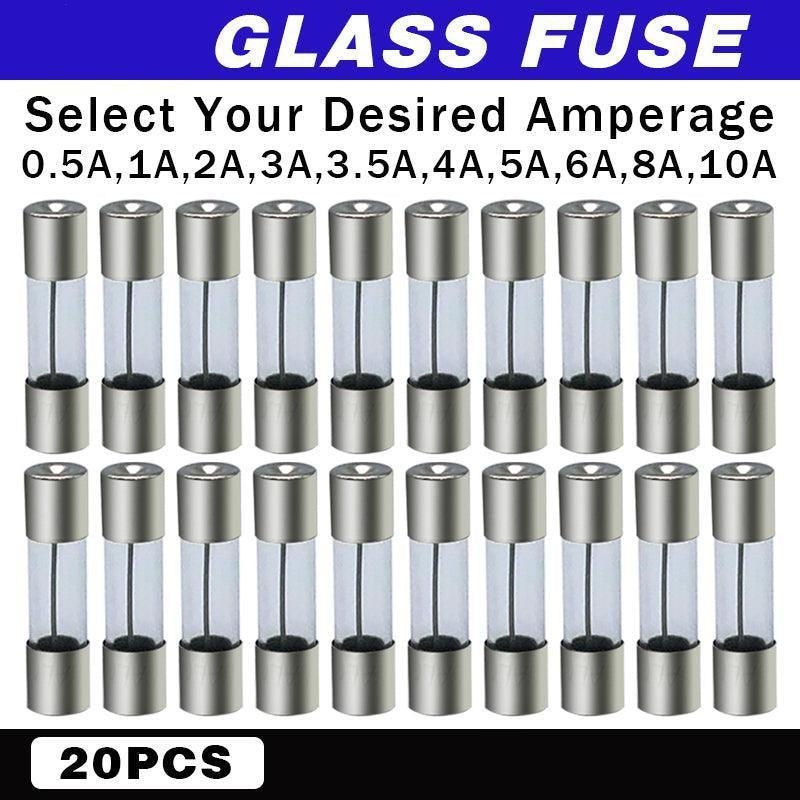 20Pcs M205 Glass Fuse 5Mm X 20Mm Slow Blow 250V / Select From 0.5A To 10A  Amp - 20PCS F1A