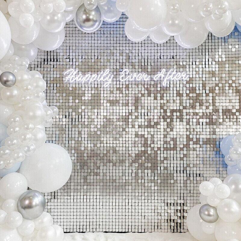 Rectangle Tinsel Curtain Shimmer Wall Backdrop 2M Length Party Decoration Sequin - Blue