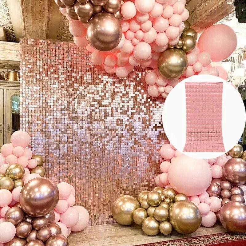 Rectangle Tinsel Curtain Shimmer Wall Backdrop 2M Length Party Decoration Sequin - Light Blue