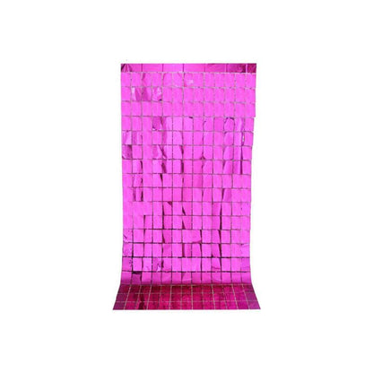 Rectangle Tinsel Curtain Shimmer Wall Backdrop 2M Length Party Decoration Sequin - Light Blue