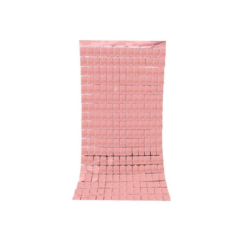 Rectangle Tinsel Curtain Shimmer Wall Backdrop 2M Length Party Decoration Sequin - Light Pink
