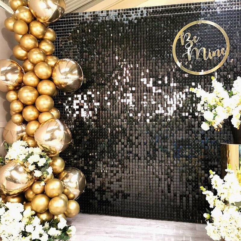 Rectangle Tinsel Curtain Shimmer Wall Backdrop 2M Length Party Decoration Sequin - Rose Gold