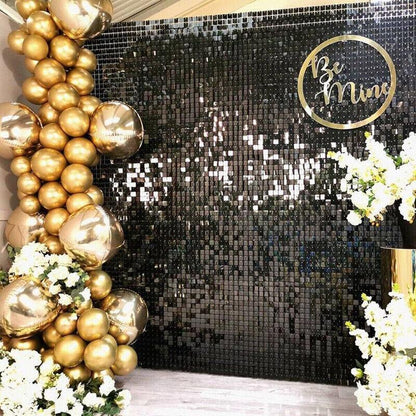 Rectangle Tinsel Curtain Shimmer Wall Backdrop 2M Length Party Decoration Sequin - Rose Gold