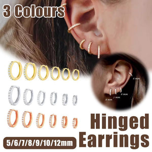 7sizes Hoop Earring Silver Zirconia Ear Huggie Hoop Cartilage Piercing Jewellery - Gold-10mm
