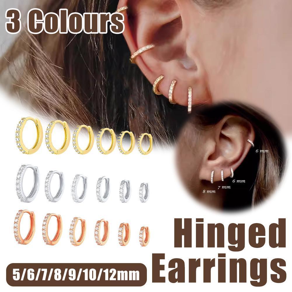 7sizes Hoop Earring Silver Zirconia Ear Huggie Hoop Cartilage Piercing Jewellery - Gold-10mm