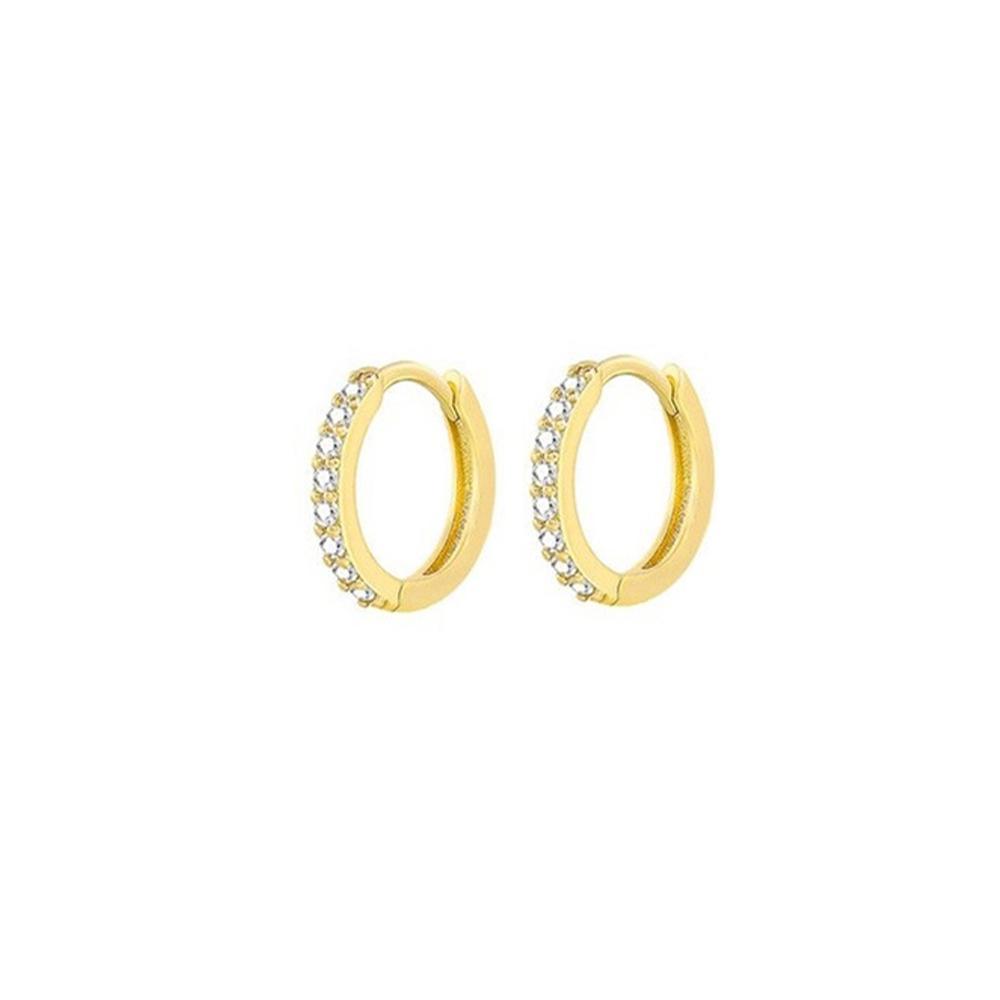 7sizes Hoop Earring Silver Zirconia Ear Huggie Hoop Cartilage Piercing Jewellery - Gold-9mm