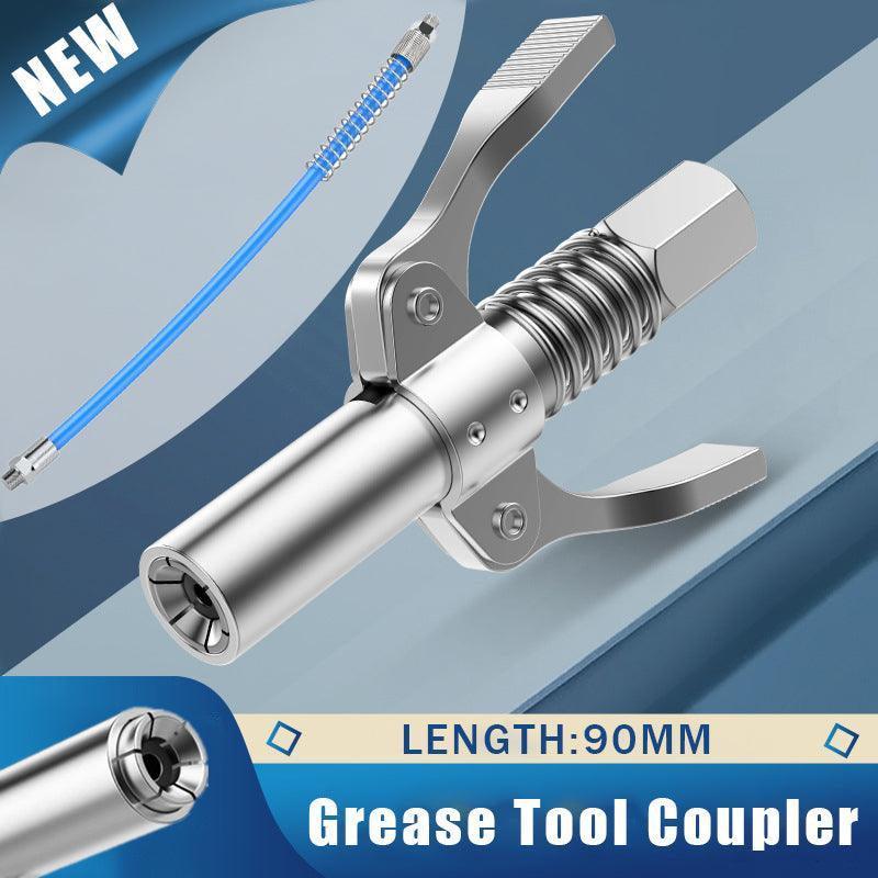 Grease tool coupler with blue background and 'NEW' label