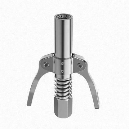 Metallic tool with cylindrical head and spring mechanism on a white background