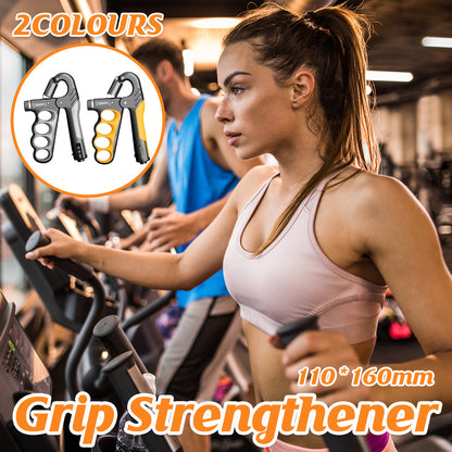Adjustable Hand Grip Strengthener with Counter Forearm Finger Exerciser Trainer - Grey