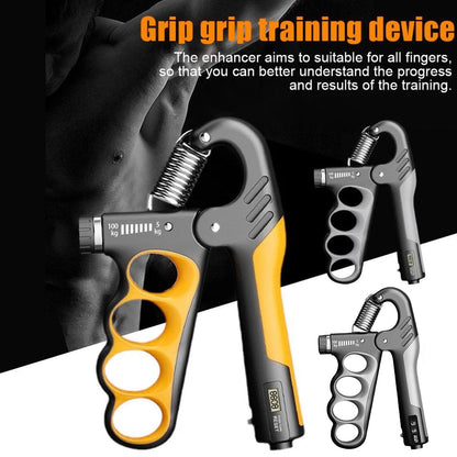 Adjustable Hand Grip Strengthener with Counter Forearm Finger Exerciser Trainer - Grey