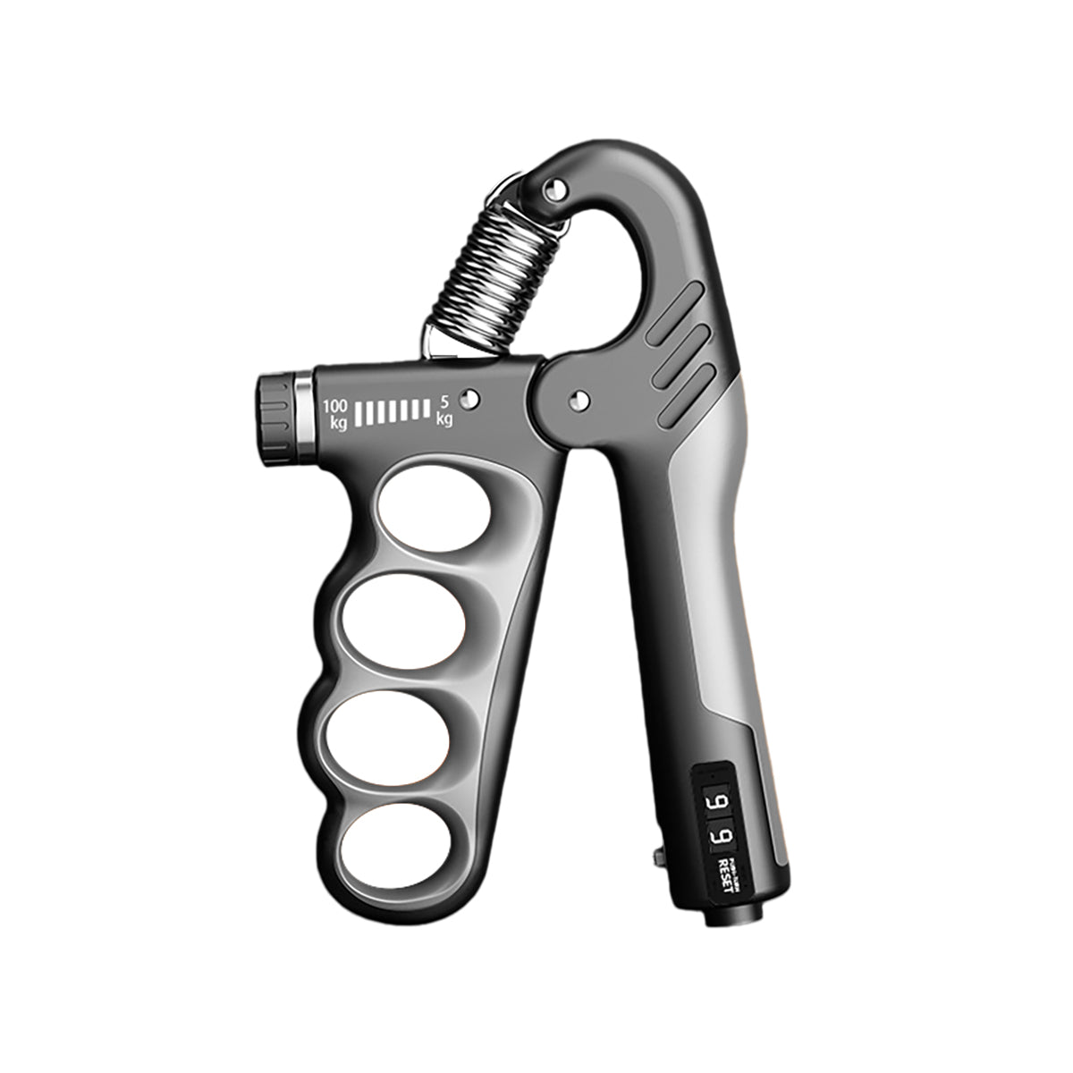 Adjustable Hand Grip Strengthener with Counter Forearm Finger Exerciser Trainer - Grey