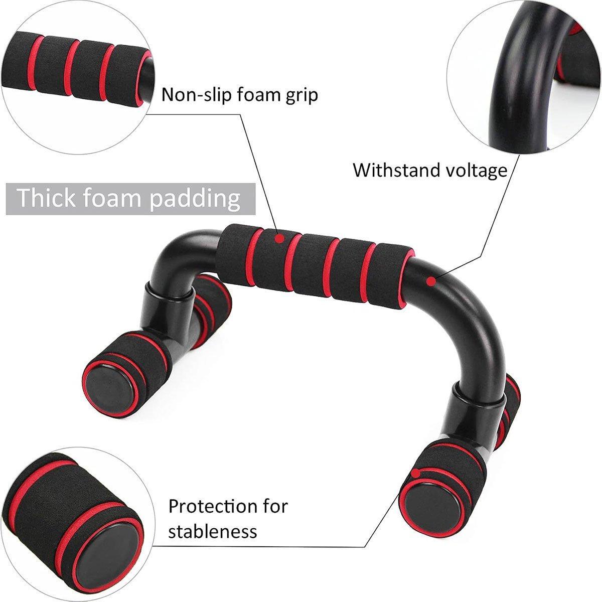 H Shaped Push Up Bars Home Fitness Equipment for Chest Arm Shoulder Training - Green