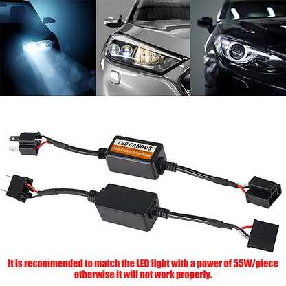 2PCS H4 CANBUS LED Headlight Decoder Anti Flicker Error Canceller Load Resistor