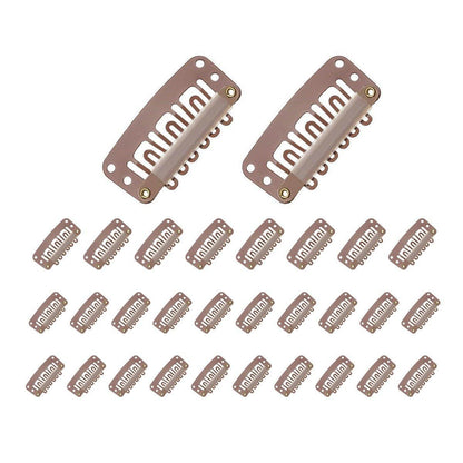 30pcs New Wig Snap Clips for Hair Extension Weft 32mm All Colors Hair Styling - Brown