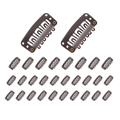 30pcs New Wig Snap Clips for Hair Extension Weft 32mm All Colors Hair Styling - Brown