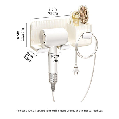 Hair Dryer Holder Rack Plastic Wall Mount No Drill Bathroom Organizer Storage - Gold