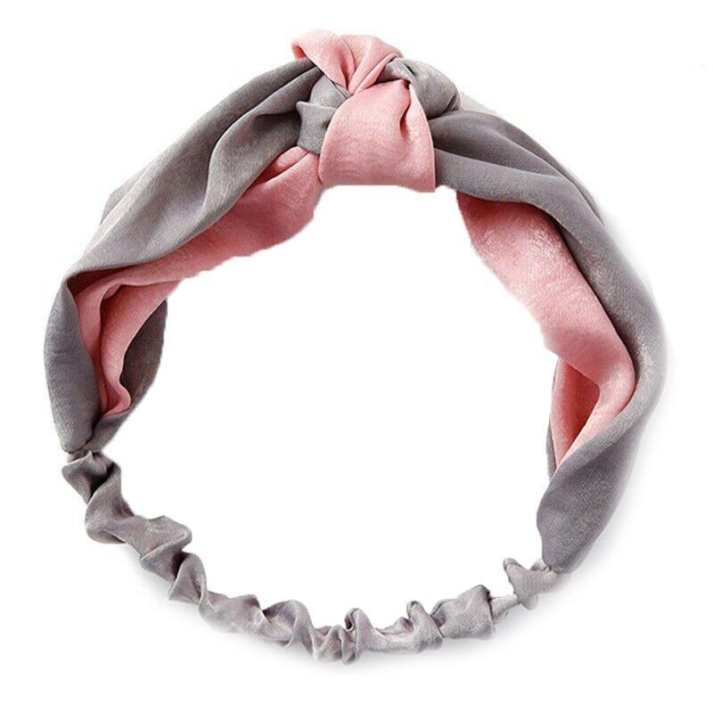 Women Chiffon Floral Print Headband Fashion Bohemian Elastic Cross Hair Bands - A-Green