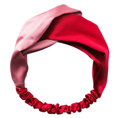 Women Chiffon Floral Print Headband Fashion Bohemian Elastic Cross Hair Bands - B-Pink+Blue