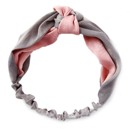 Women Chiffon Floral Print Headband Fashion Bohemian Elastic Cross Hair Bands - B-Pink+Blue
