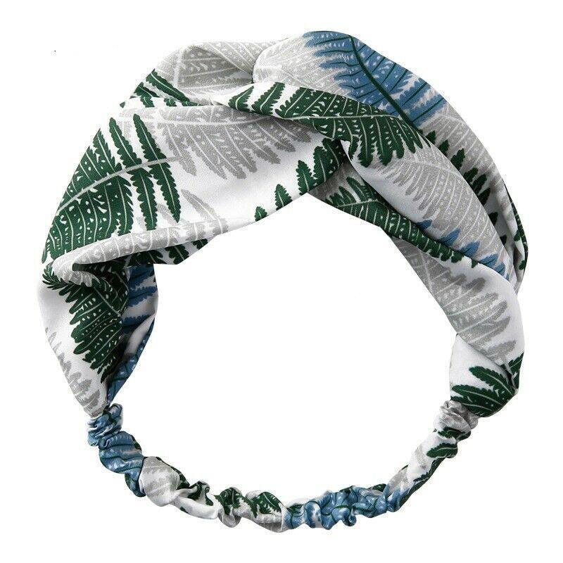 Women Chiffon Floral Print Headband Fashion Bohemian Elastic Cross Hair Bands - C-Red