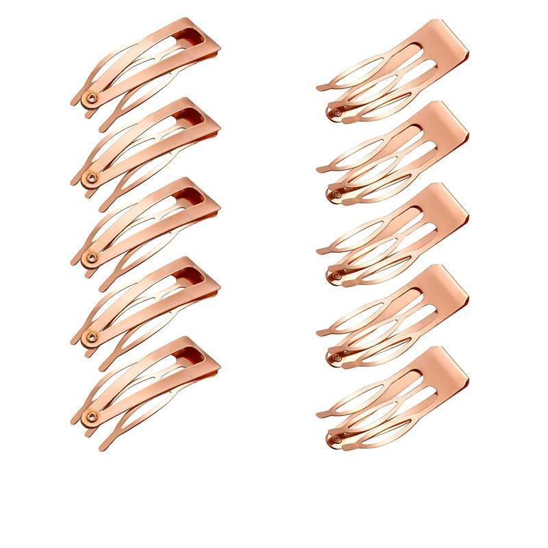 UP 30X Double-grip Hair Clips Metal Snap Barrettes Hair Styling Tool Women Girls - Rose Gold(10PCS)