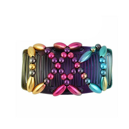 Beaded Stretchy Easy Magic Hair Comb Elastic Double Hair Clip Hair Accessories - Gold