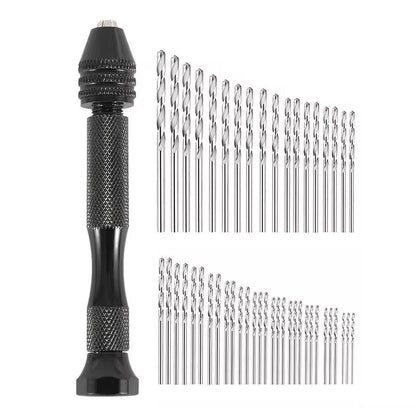 49pcs Mini Hand Drill Vise Hand Bits Twist Woodworking Set Precision Pin Tool