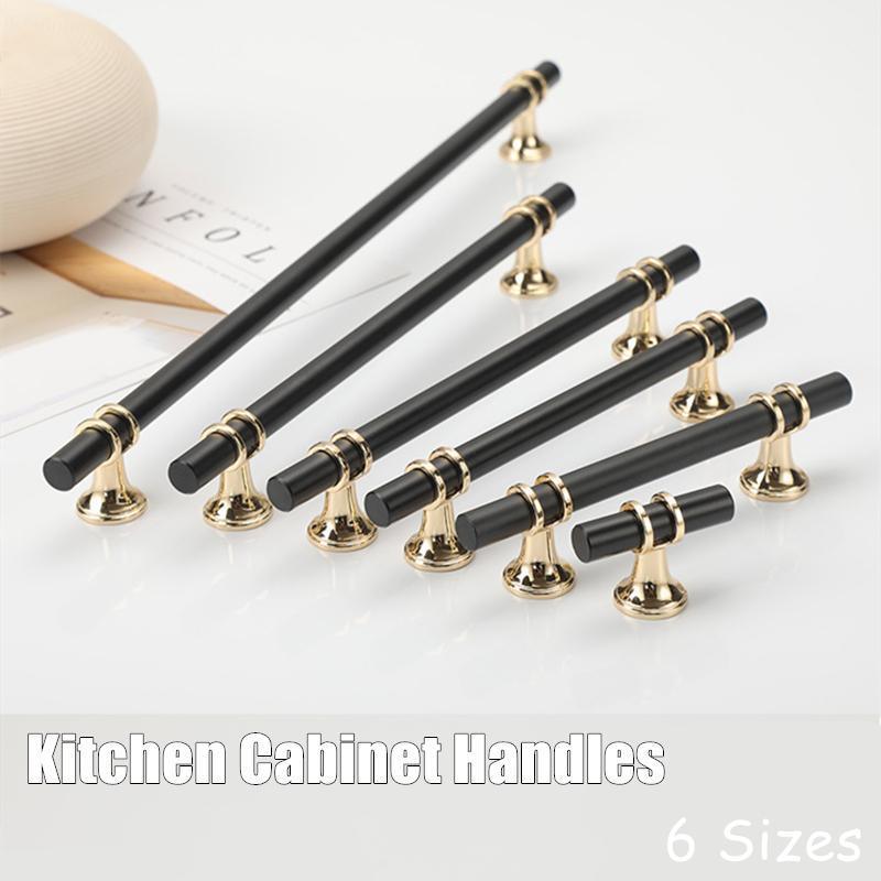 Black Gold Design Kitchen Cabinet Handles Drawer Bar Handle Pull 96 128 160 192 320MM - T Bar