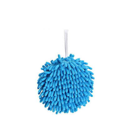 Chenille Hanging Ball Towel for Kitchen Bathroom Hand Drying Absorbent Cloth - Blue