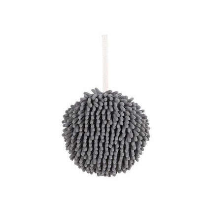 Chenille Hanging Ball Towel for Kitchen Bathroom Hand Drying Absorbent Cloth - White