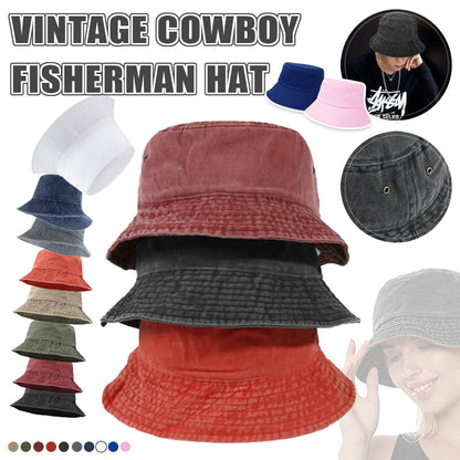 Unisex Men Women Washed Cotton Outdoor Camping Sports Bucket Hats Fisherman Hat - Grey