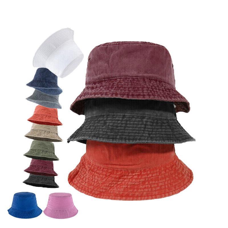 Unisex Men Women Washed Cotton Outdoor Camping Sports Bucket Hats Fisherman Hat - Grey