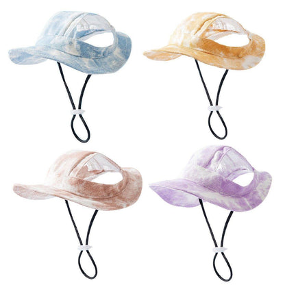 Adjustable Pet Hat with Cute Leaky Ears Sunscreen Fisherman Hat Four Seasons Use - Orange Red - L