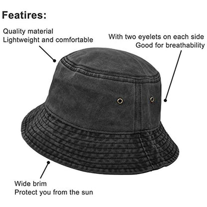 Unisex Men Women Washed Cotton Outdoor Camping Sports Bucket Hats Fisherman Hat - White