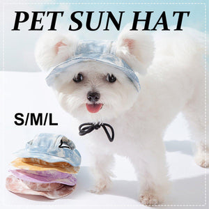 Adjustable Pet Hat with Cute Leaky Ears Sunscreen Fisherman Hat Four Seasons Use - Yellow - S