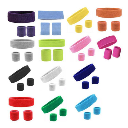 Wristbands Headband Sweatbands Sweat Band For Sport Tennis Badminton Yoga Cotton - Grey