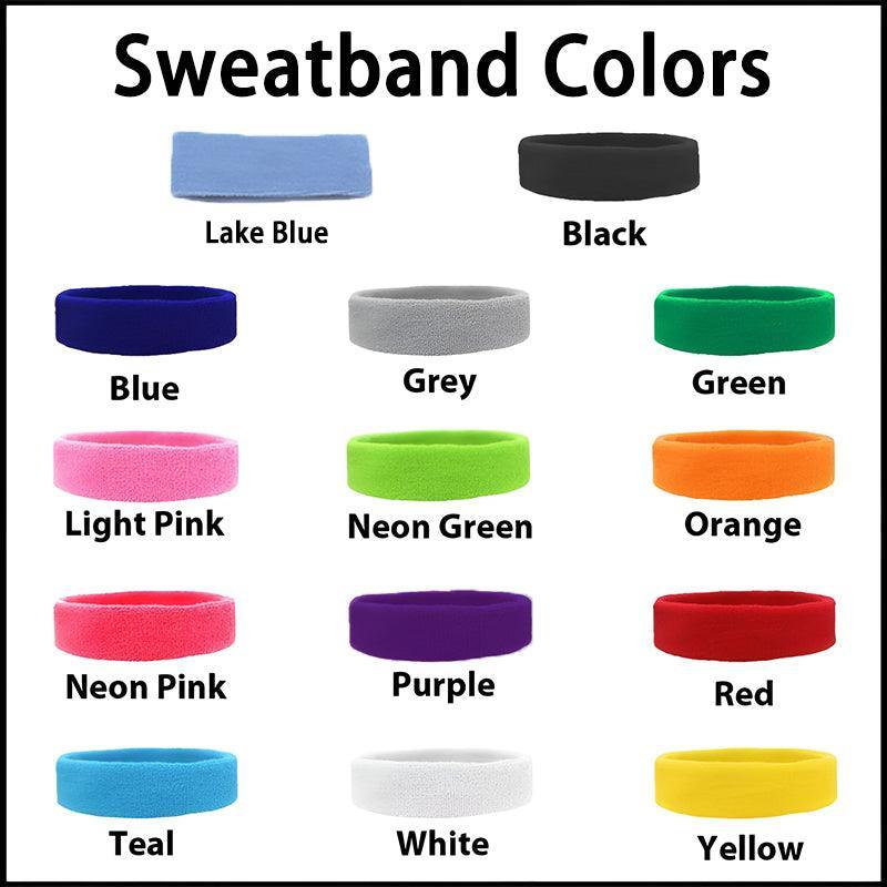 Wristbands Headband Sweatbands Sweat Band For Sport Tennis Badminton Yoga Cotton - Lake Blue