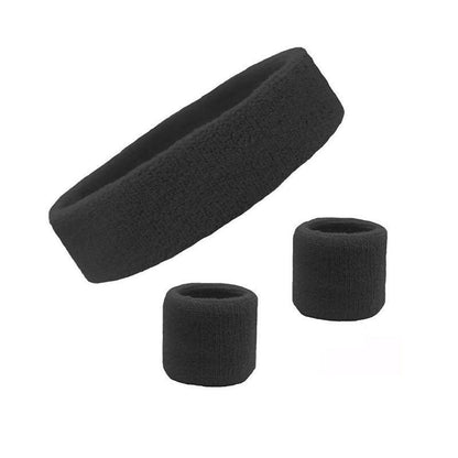 Wristbands Headband Sweatbands Sweat Band For Sport Tennis Badminton Yoga Cotton - Lake Blue