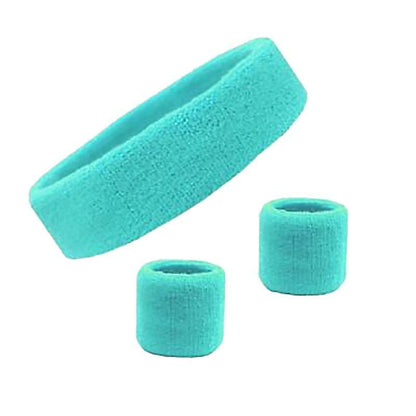 Wristbands Headband Sweatbands Sweat Band For Sport Tennis Badminton Yoga Cotton - Neon Green