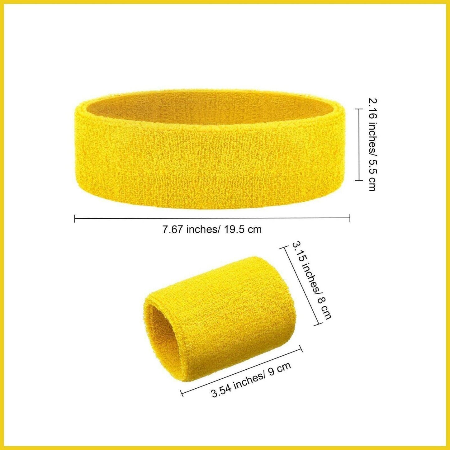 Wristbands Headband Sweatbands Sweat Band For Sport Tennis Badminton Yoga Cotton - Orange