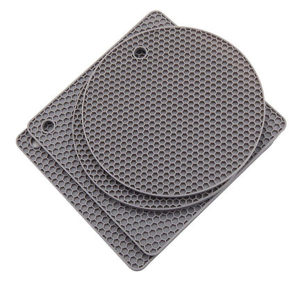 4pcs Silicone Honeycomb Heat Resistant Mats Table Cup Pot Coasters Home Kitchen - Green