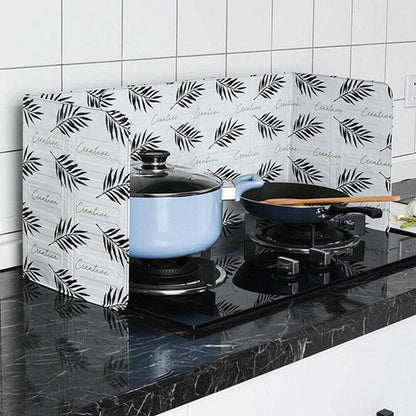 Kitchen Oil Splash Guard Wall Foil Protector Stove Cover Removable Baffle Screen - Black Cactus
