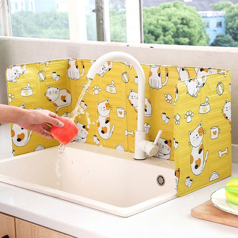 Kitchen Oil Splash Guard Wall Foil Protector Stove Cover Removable Baffle Screen - Black Cactus