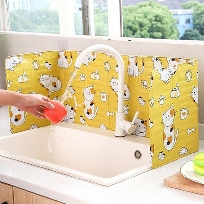 Kitchen Oil Splash Guard Wall Foil Protector Stove Cover Removable Baffle Screen - Black Cactus