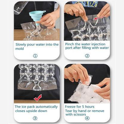 Disposable Ice Pack Bag 100PCS Water Injection Ice Cube Mold Tear Ice Grid