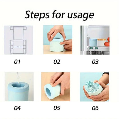 Silicone Ice Cube Tray Mould Ice Box Compartment Bucket for Easy Ice Making - Blue